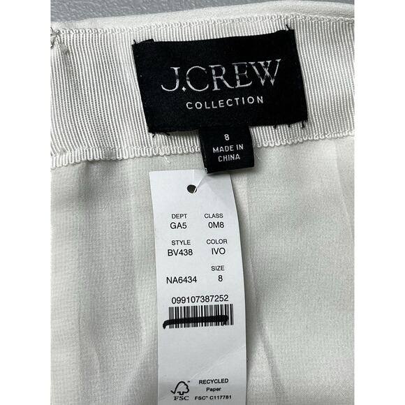 J Crew Collection Maxi Skirt Womens 8 Lightweight Chiffon Ivory Pleated Flowy - Picture 12 of 14